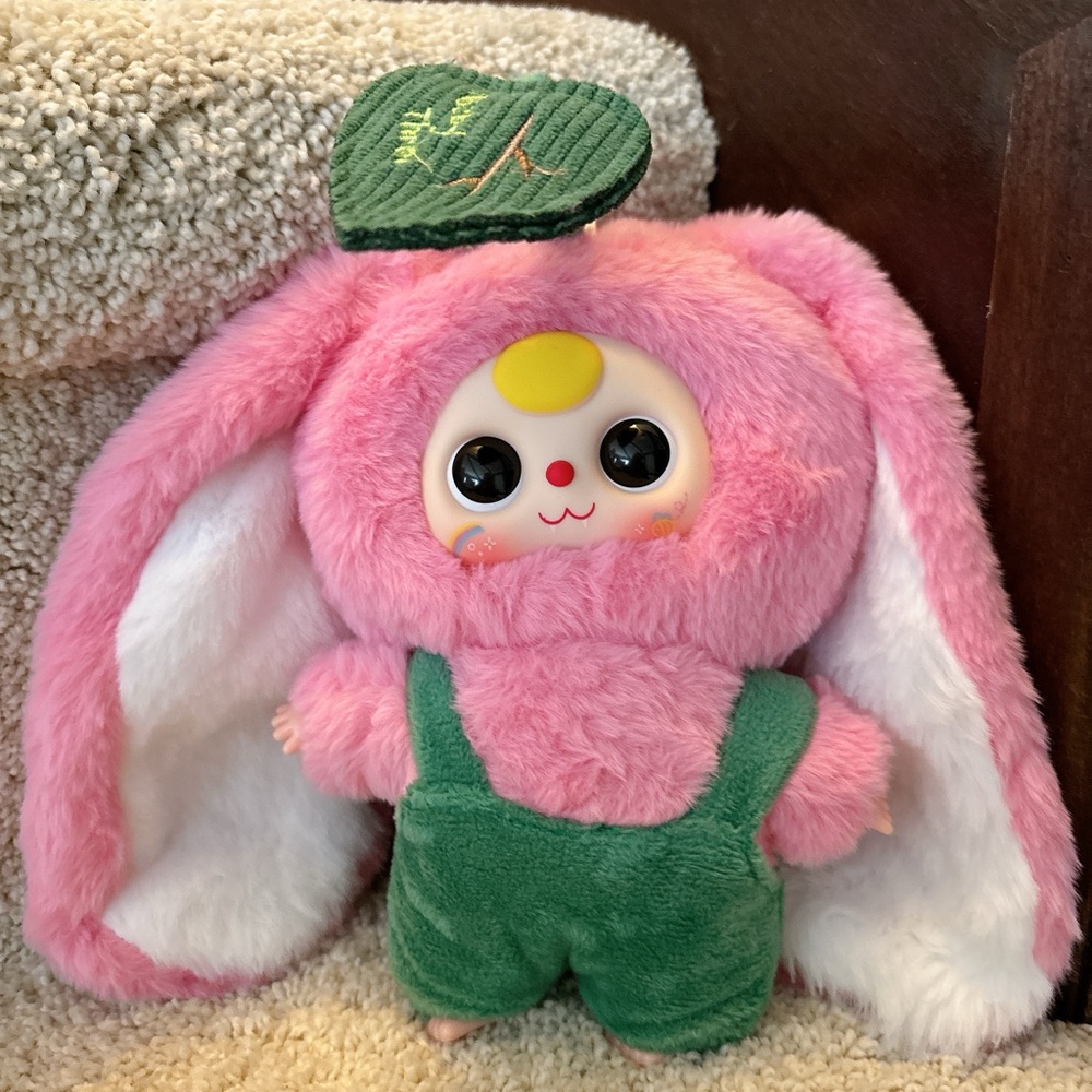 Baby three Cute Pink and Green Plush Bunny Toy